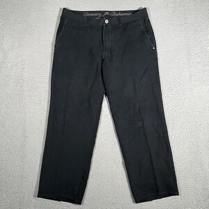 Tommy Bahama Pants Mens 34x27 Black Silk Cotton Blend Casual Preppy Relaxed Logo